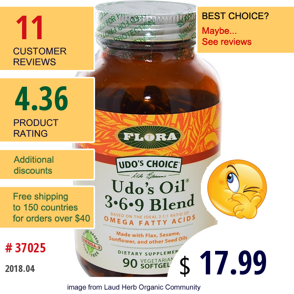 Flora, Udos Choice, Udos Oil 3·6·9 Blend, 90 Veggie Softgels