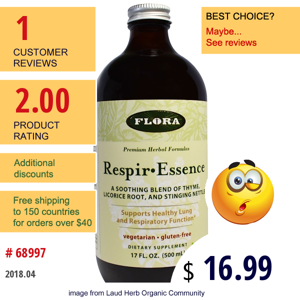 Flora, Respir-Essence, 17 Fl Oz (500 Ml)