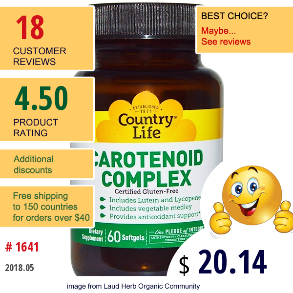 Country Life, Carotenoid Complex, 60 Softgels