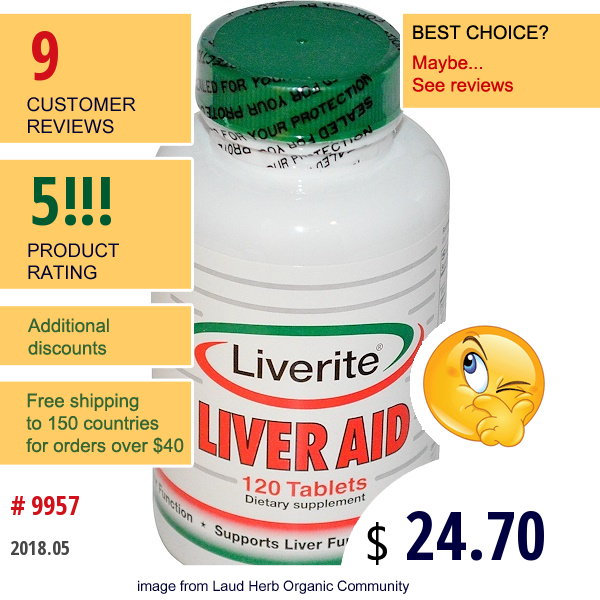 Liverite, Liver Aid, 120 Tablets