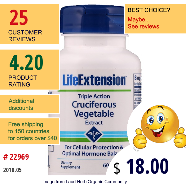 Life Extension, Triple Action Cruciferous Vegetable Extract, 60 Veggie Caps