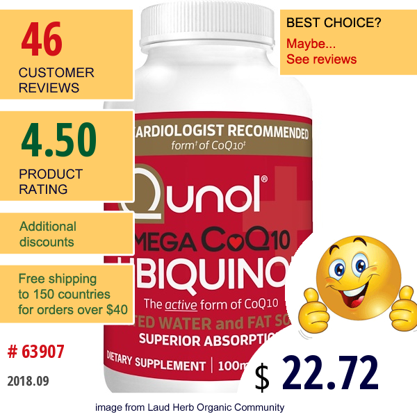 Qunol, Mega Coq10 Ubiquinol, 100 Mg, 60 Softgels