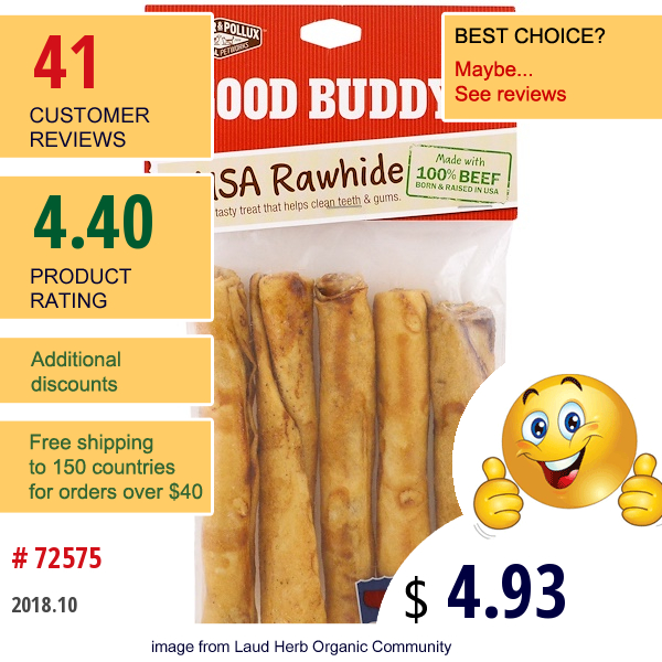 Castor & Pollux, Good Buddy, Usa Rawhide, Chicken Flavored Rolls, 5 Rolls, 5 In (12.6 Cm)