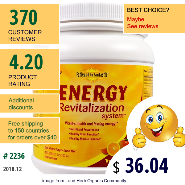 Enzymatic Therapy, Fatigued To Fantastic!, Energy Revitalization System, Tropical Citrus Flavor, 24.7 Oz (702 G)