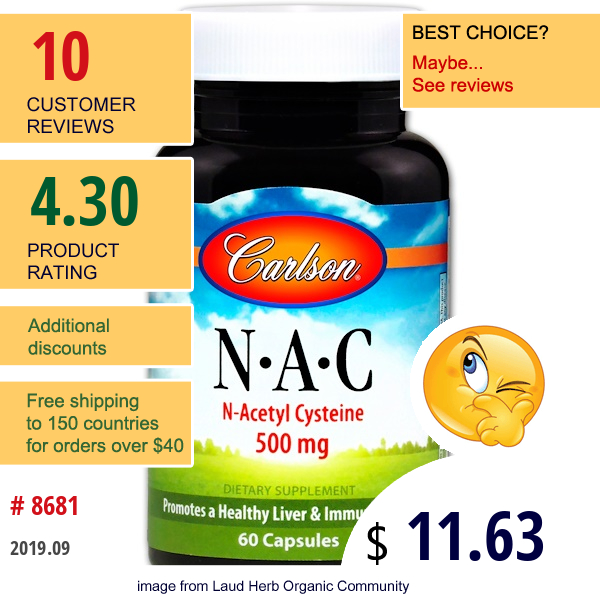 Carlson Labs, N-A-C, 500 Mg, 60 Capsules