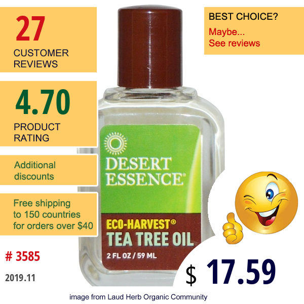 Desert Essence, Eco-Harvest, Tea Tree Oil, 2 Fl Oz (59 Ml)  