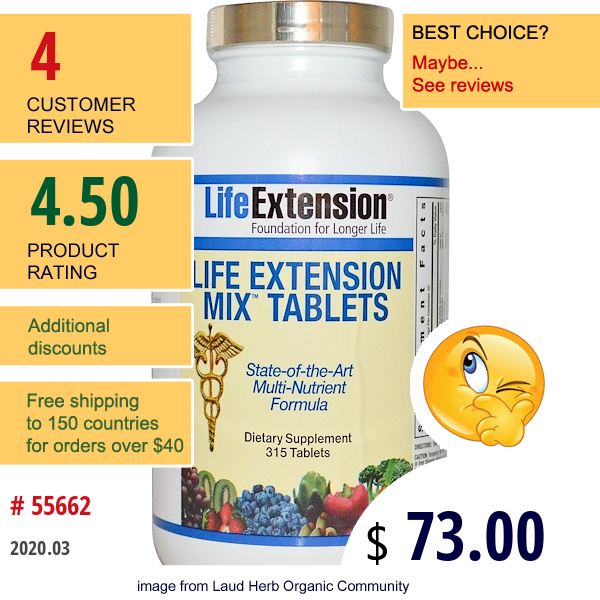 Life Extension, Mix Tablets, 315 Tablets  