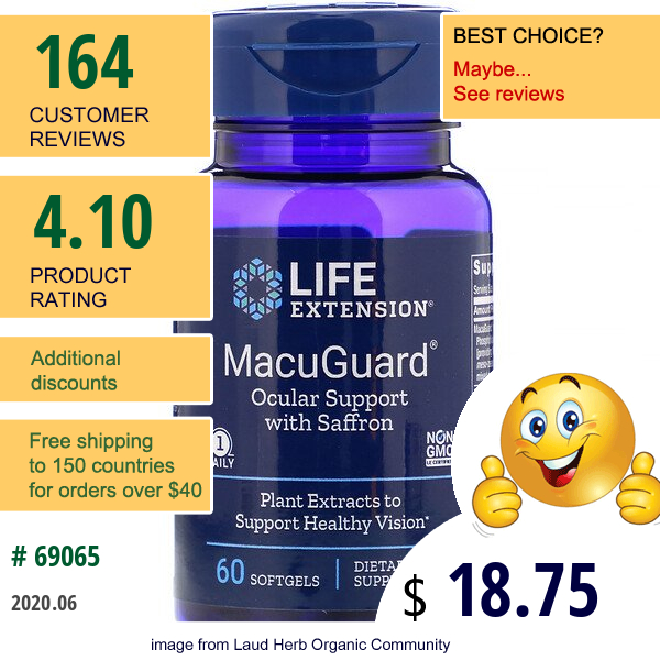 Life Extension, Macuguard, Ocular Support With Saffron, 60 Softgels