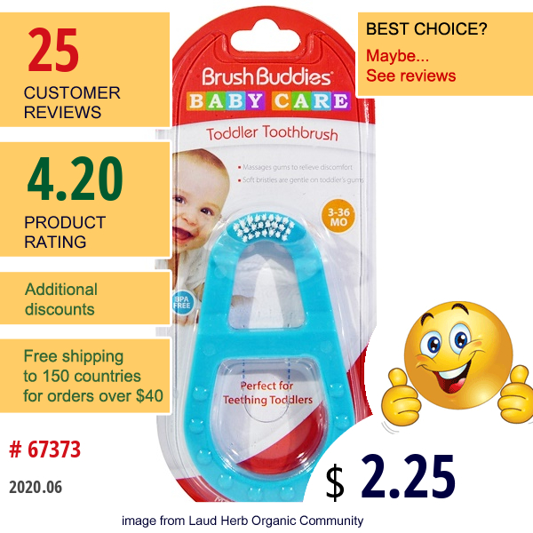 Brush Buddies, Baby Care, Toddler Toothbrush, 3-36 Months, 1 Toothbrush  