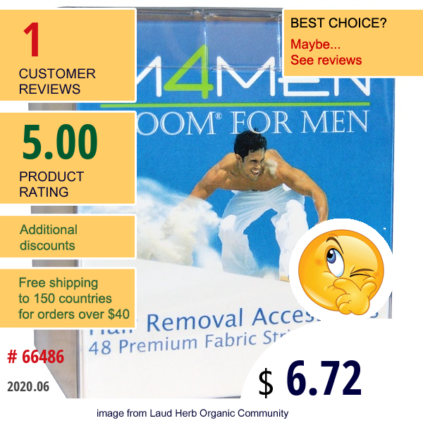 Moom, M4Men, Hair Removal Accessories, 48 Premium Fabric Strips  