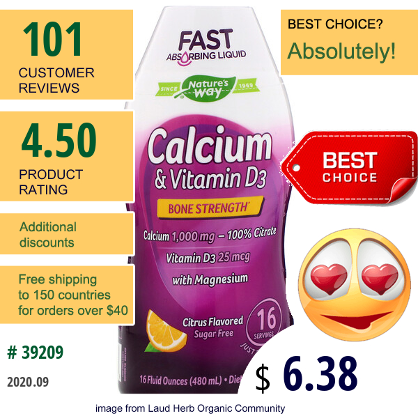Nature'S Way, Calcium & Vitamin D3, Citrus Flavored, 16 Fl Oz (480 Ml)