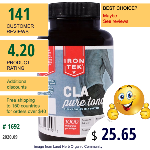 Country Life, Iron-Tek, Cla Pure Tonalin, 1,000 Mg, 90 Softgels  