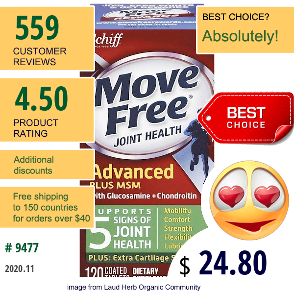 Schiff, Move Free, Advanced Plus Msm With Glucosamine & Chondroitin, 120 Coated Tablets