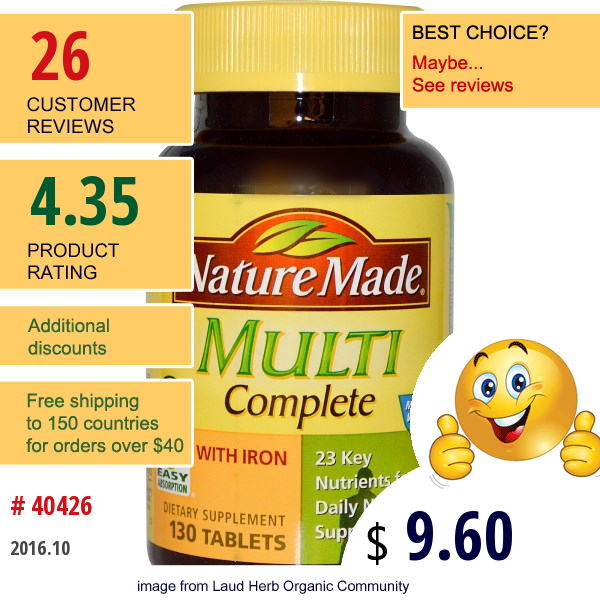 Nature Made, Multi Complete With Iron, 130 Tablets