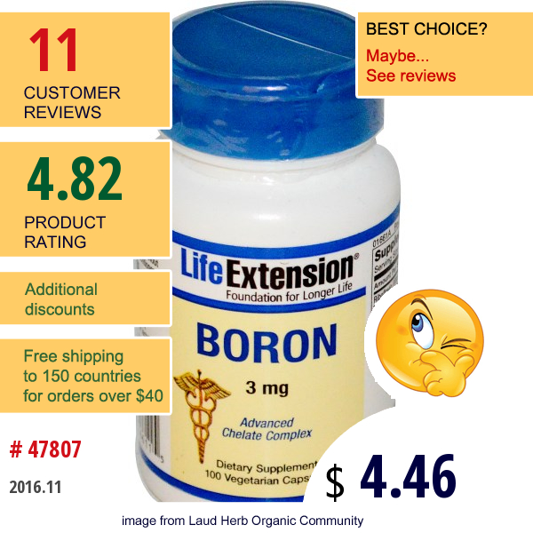 Life Extension, Boron, 3 Mg, 100 Veggie Caps