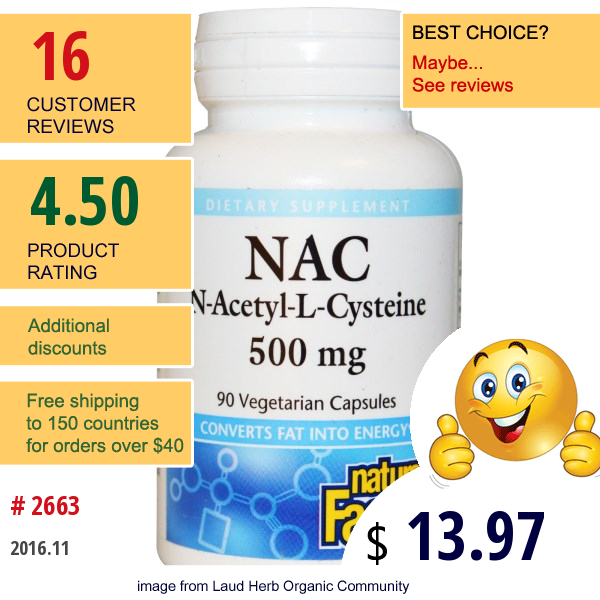 Natural Factors, N-Acetyl-L Cysteine, 500 Mg, 90 Veggie Caps