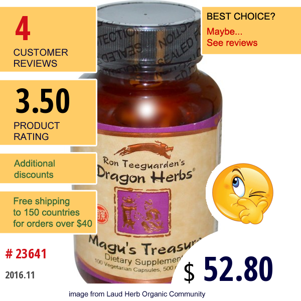 Dragon Herbs, Magus Treasure, 500 Mg, 100 Veggie Caps