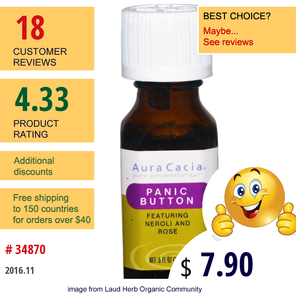 Aura Cacia, Panic Button, .5 Fl Oz (15 Ml)