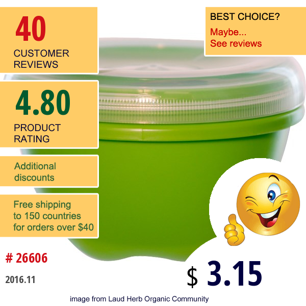 Preserve, Food Storage Container, Green, Large, 25.5 Oz