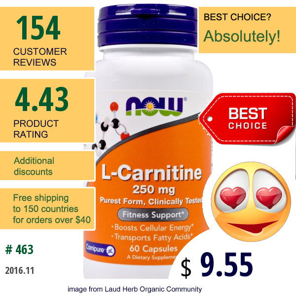 Now Foods, L-Carnitine, 250 Mg, 60 Capsules