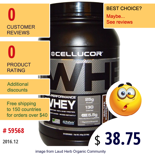 Cellucor, Whey Cor-Performance, Molten Chocolate, 2.0 Lbs (910 G)  