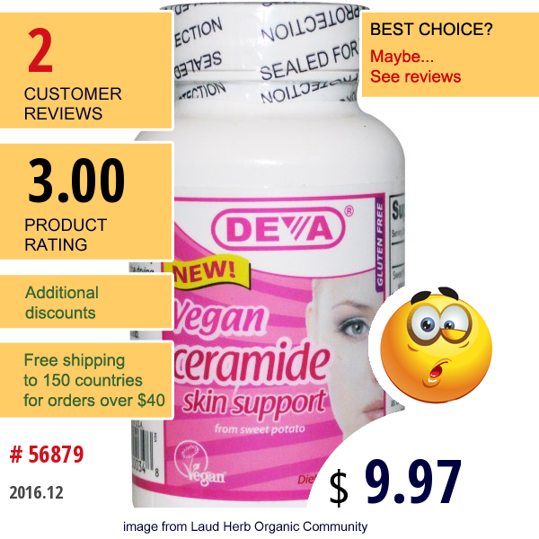 Deva, Vegan Ceramide Skin Support, 60 Tablets