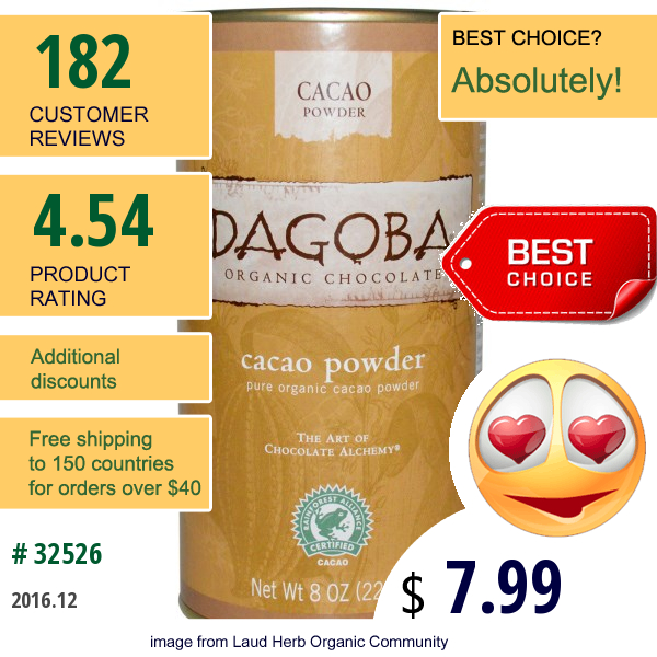 Dagoba Organic Chocolate, Cacao Powder, 8 Oz (226 G)