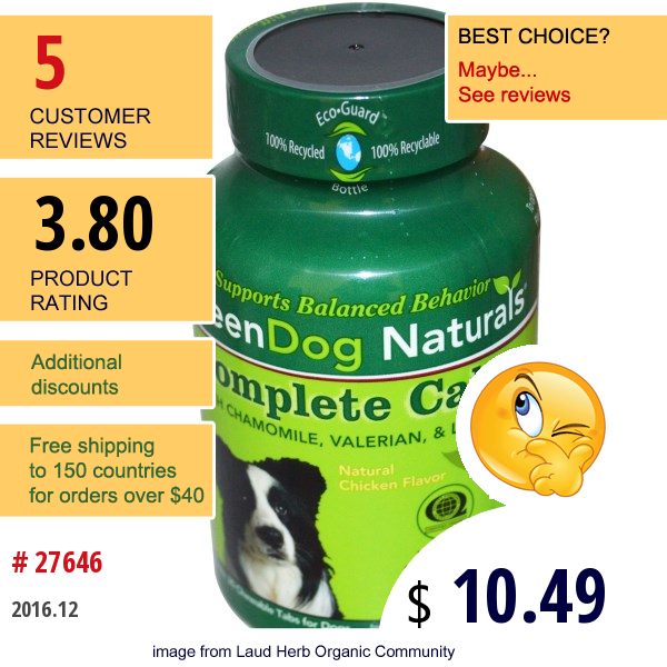 Rainbow Light, Greendog Naturals, Complete Calm, Natural Chicken Flavor, For Dogs, 30 Chewable Tablets  