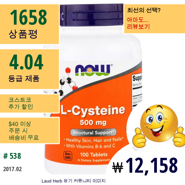 Now Foods, L-시스테인, 500 Mg, 100 정