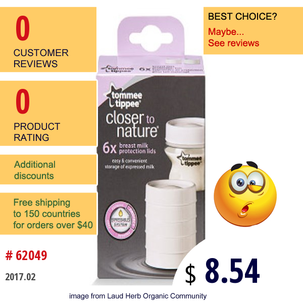 Tommee Tippee, Closer To Nature, Breast Milk Protection Lids, 6 Lids  
