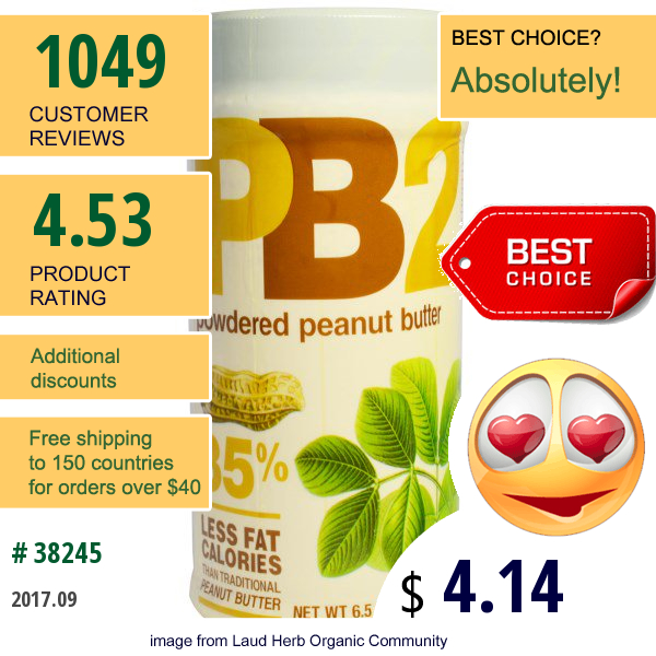 Bell Plantation, Pb2, Powdered Peanut Butter, 6.5 Oz (184 G)