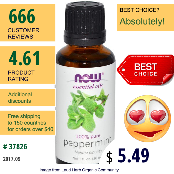 Now Foods, Essential Oils, Peppermint, 1 Fl Oz (30 Ml)