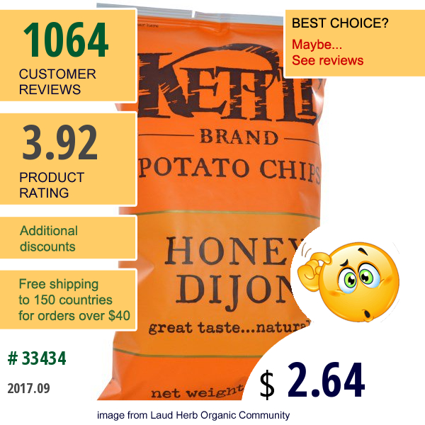 Kettle Foods, Potato Chips, Honey Dijon, 5 Oz (142 G)