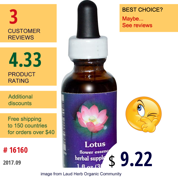 Flower Essence Services, Lotus, Flower Essence, 1 Fl Oz (30 Ml)  