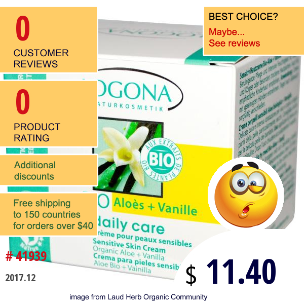 Logona Naturkosmetik, Daily Care, Sensitive Skin Cream, Organic Aloe + Vanilla, 3.4 Fl Oz (100 Ml)  