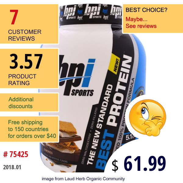 Bpi Sports, Best Protein, Advanced 100% Protein Formula, Smores, 5.2 Lbs (2,363 G)
