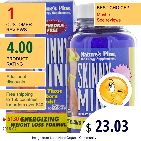 Natures Plus, Skinny Mini, Energizing Weight Loss Formula, 90 Veggie Caps  