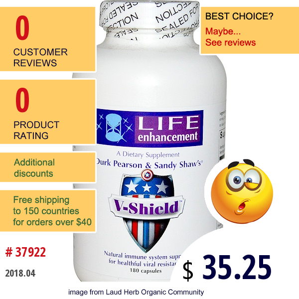 Life Enhancement, V-Shield, 180 Capsules  