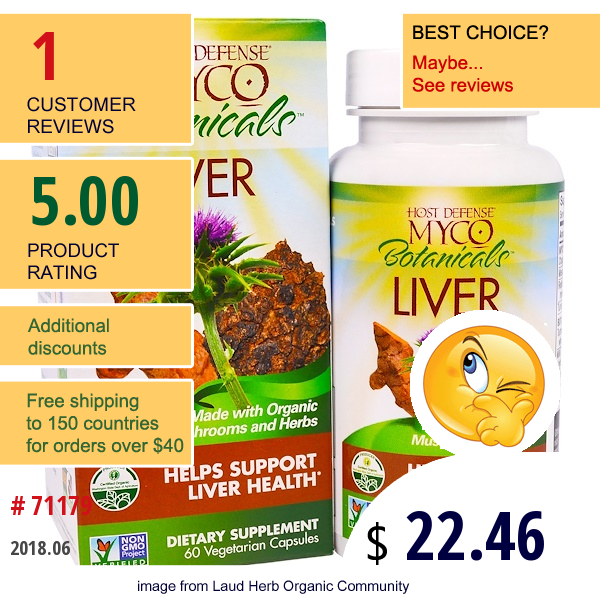 Fungi Perfecti, Host Defense, Myco Botanicals Liver, Helps Support Liver Health, 60 Veggie Caps