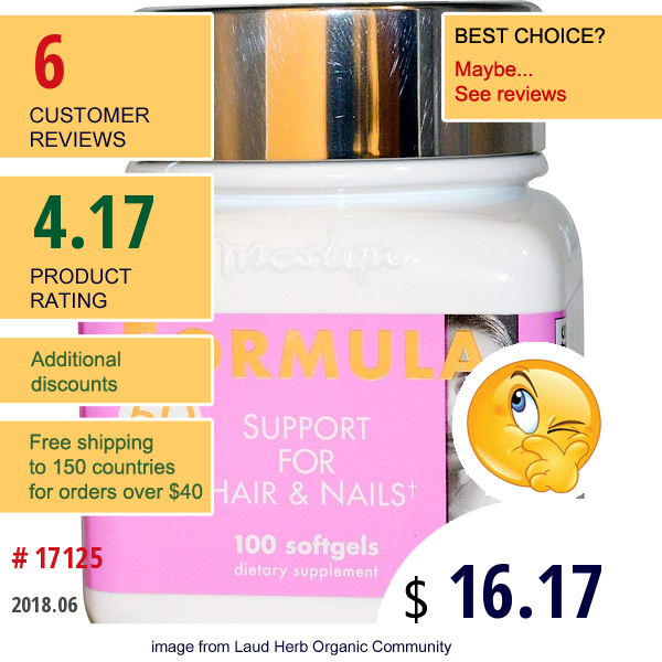 Naturally Vitamins, Marlyn, Formula 50, Support For Hair & Nails, 100 Softgels  