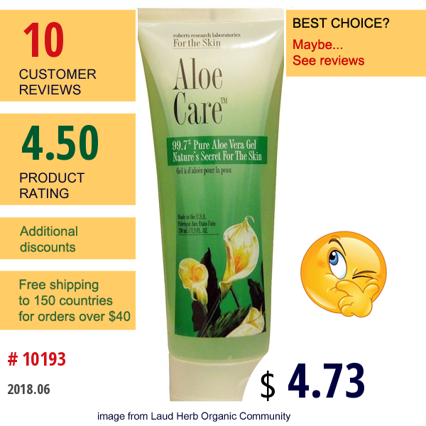 Robert Research Labs, Aloe Care Gel, 7.5 Fl Oz (200 Ml)  