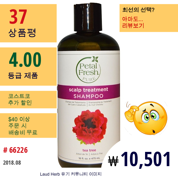 Petal Fresh, 퓨어, 샴푸, 두피 트리트먼트, 티 트리, 16 온스 (475 Ml)