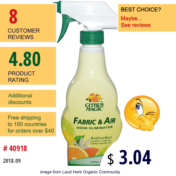 Citrus Magic, Fabric & Air Odor Eliminator, Fresh Citrus Blossom, 16 Fl Oz (473 Ml)  