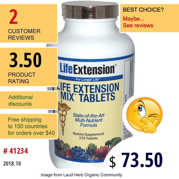 Life Extension, Mix Tablets, 315 Tablets  
