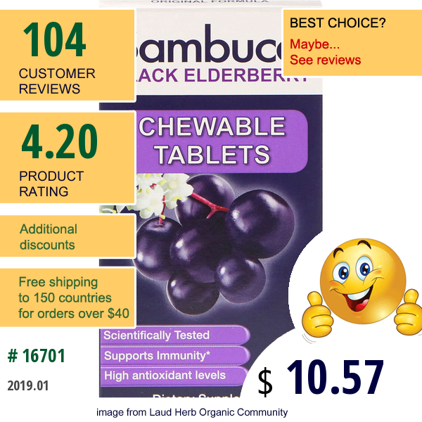 Sambucol, Black Elderberry, Original Formula, 30 Tablets Chewable