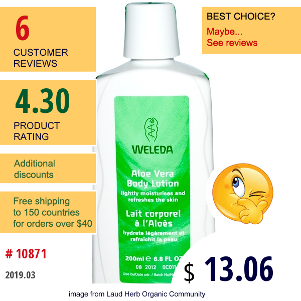 Weleda, Aloe Vera Body Lotion, 6.8 Fl Oz (200 Ml)  