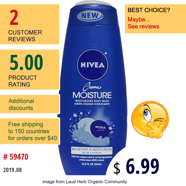 Nivea, Creme Moisture, Moisturizing Body Wash, 16.9 Fl Oz (500 Ml)  