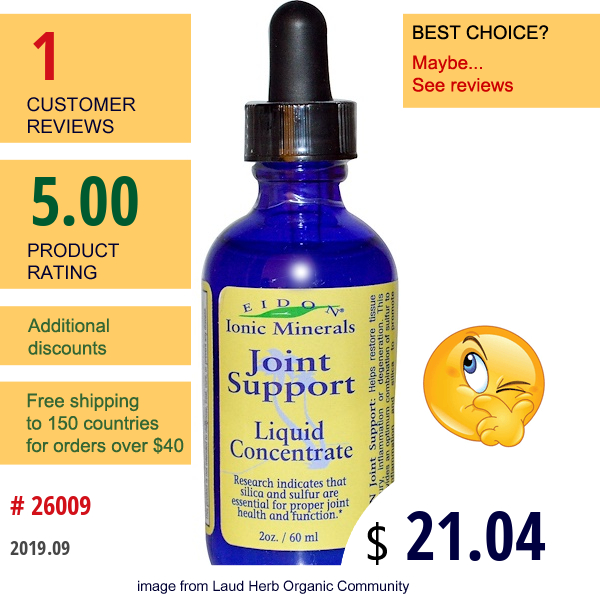 Eidon Mineral Supplements, Ionic Minerals, Joint Support, Liquid Concentrate, 2 Oz (60 Ml)  