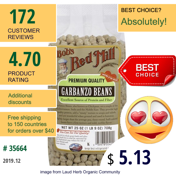 Bob'S Red Mill, Garbanzo Beans, 25 Oz (708 G)