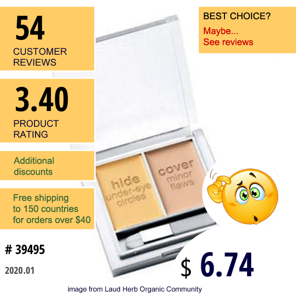 Physicians Formula, Concealer 101, Perfecting Concealer Duo, 3682 Yellow/Light, 0.26 Oz (7.4 G)  